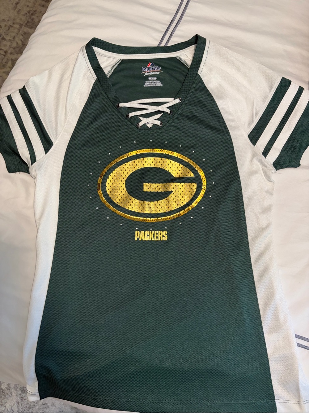 Womens Green & White Green Bay Packers Lace-Up Jersey